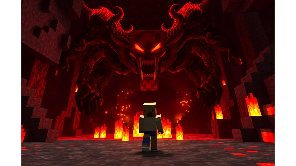 Minecraft player character standing in the Nether dimension facing a large ghast mob with fireballs, showing the dangerous environment where ghast tears are sourced, with red netherrack and lava visible