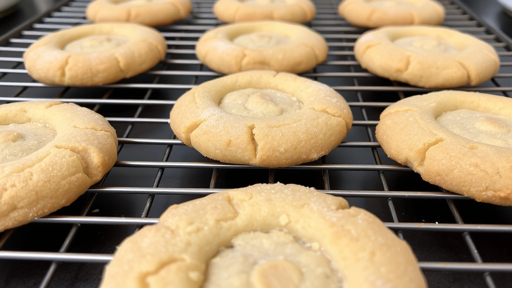 Freshly baked golden-brown gluten-free sugar cookies cooling on a wire rack, with perfect edges and slight underbaked centers, some dusted with sanding sugar
